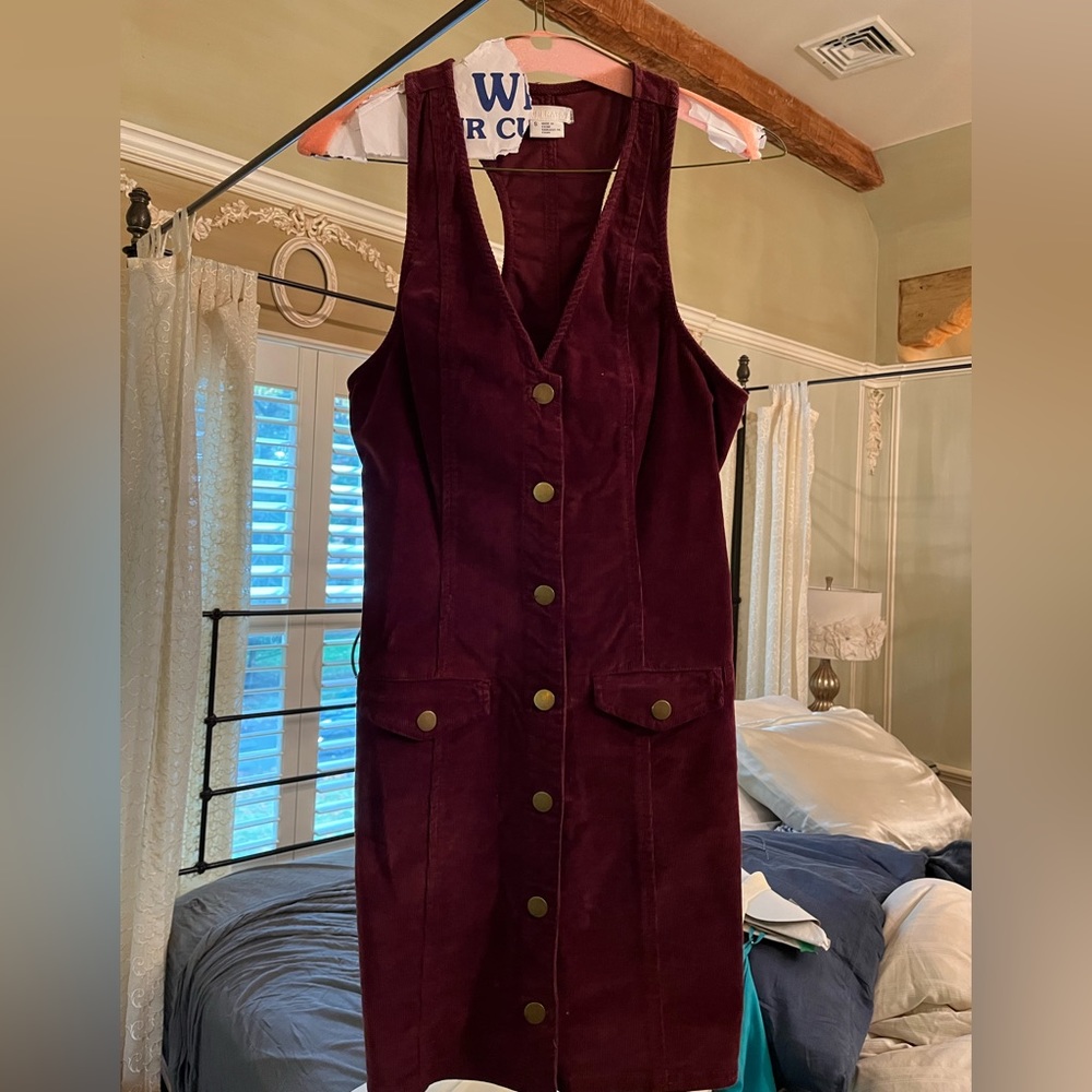 Urban Outfitters Burgundy Corduroy Button-up Dress